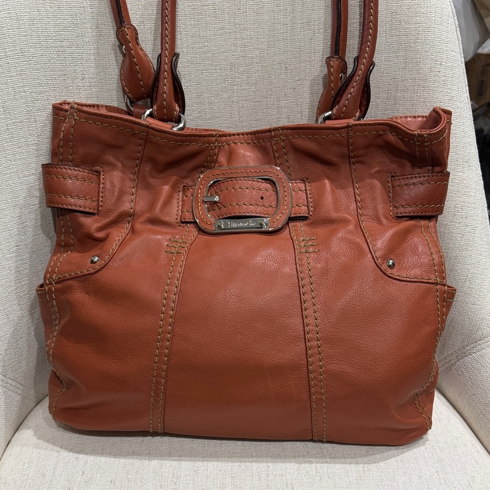 Tiganello 2FER! Burnt Orange Leather Shoulder Bag and brown woven Tiganello